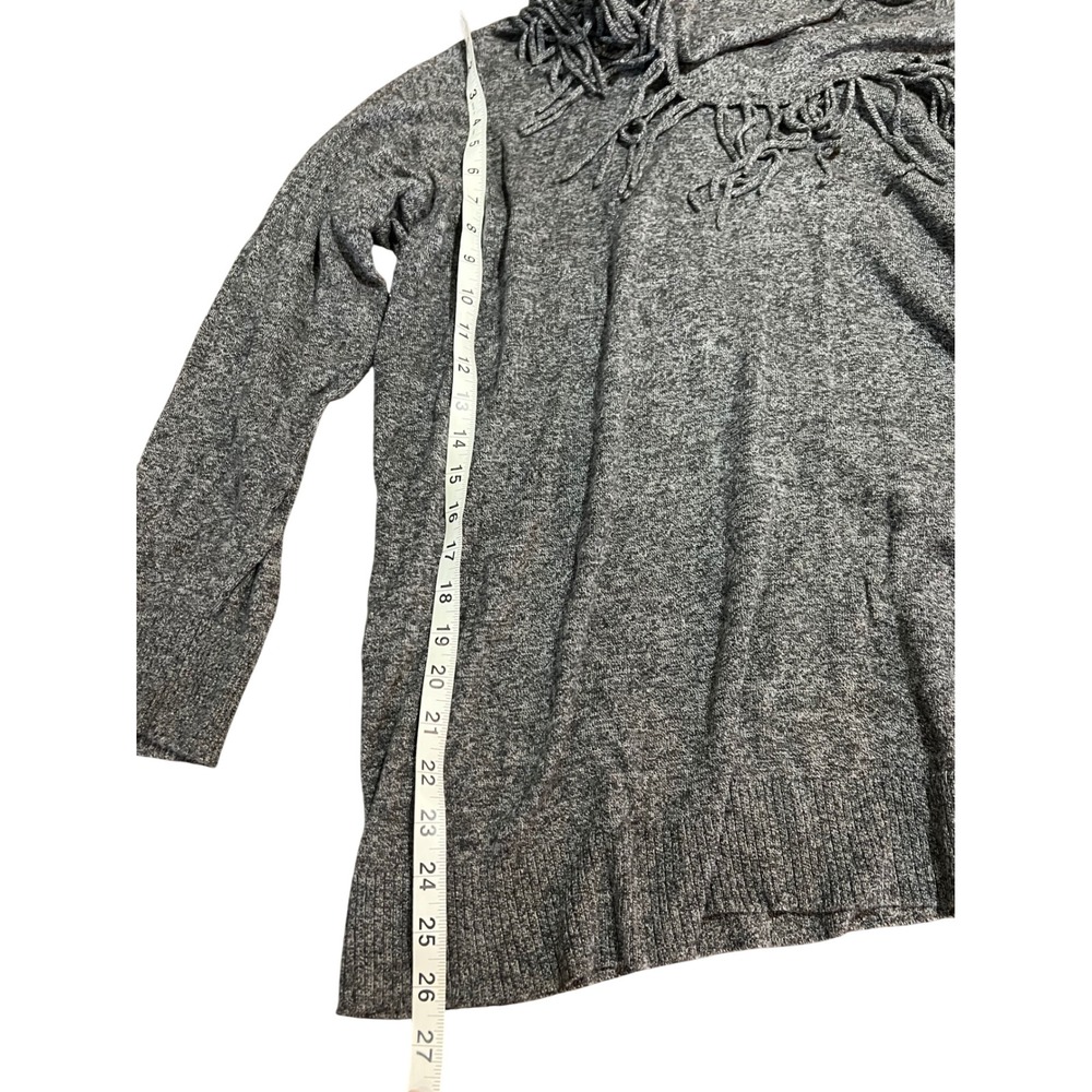 Chelsea & Theodore Woman Grey Cowl Neck Fringe Tassel Sweater Plus Size 2X Wool - Picture 2 of 5